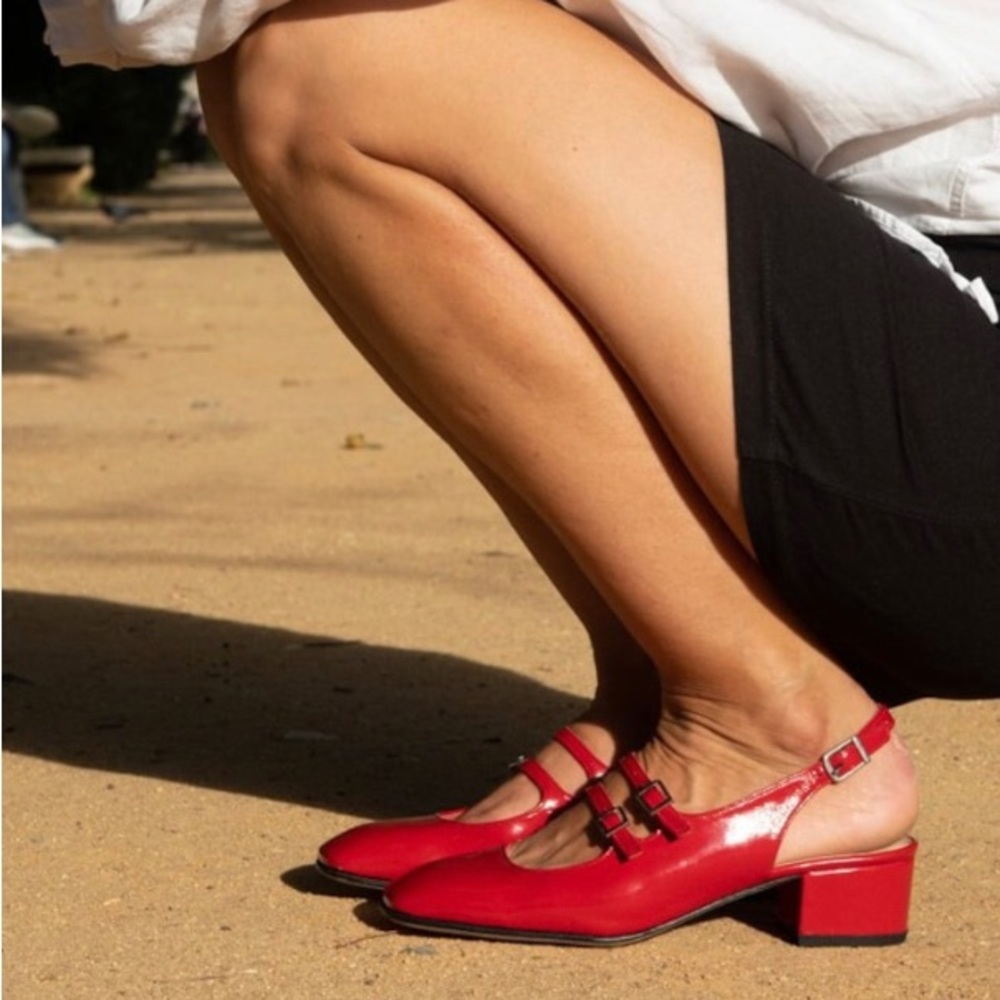 Patent Leather Handmade Mary Jane Heels in Red